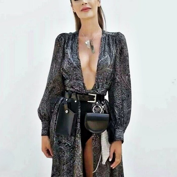 ZARA LONG PRINTED WRAP DRESS - Picture 5 of 12